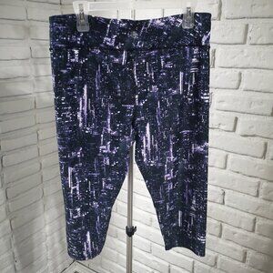 Pure NRG Athletics Ladies Size Large Purple & Black Pattern Crop Leggings